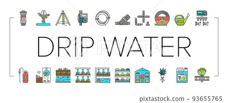 water system irrigation sprinker icons set vector 93655765