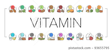 Vitamin Mineral Medical Complex Icons Set Vector Vitamin Mineral Medical Complex Icons Set Vector 93655795