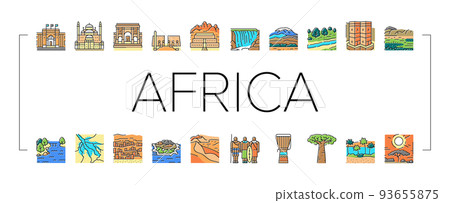 Africa Continent Nation Treasure Icons Set Vector Africa Continent Nation Treasure Icons Set Vector 93655875