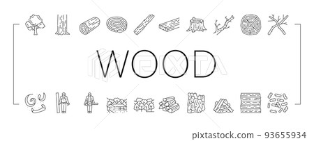 wood timber tree wooden material icons set vector 93655934