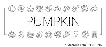 pumpkin halloween autumn orange icons set vector pumpkin halloween autumn orange icons set vector 93655966