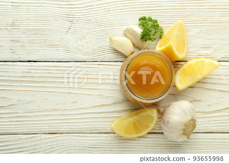 Concept of tasty food with sauce, space for text 93655998