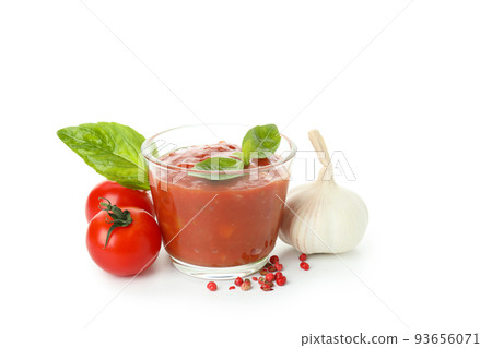 Adjika with ingredients isolated on white background Adjika with ingredients isolated on white background 93656071