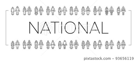 National Clothes Costume Design Icons Set Vector 93656119