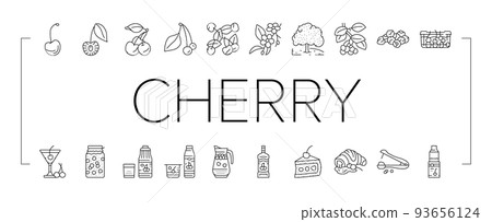 Cherry Vitamin Freshness Berry Icons Set Vector Cherry Vitamin Freshness Berry Icons Set Vector 93656124