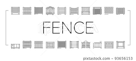 Fence And Gate Exterior Security Icons Set Vector 93656153