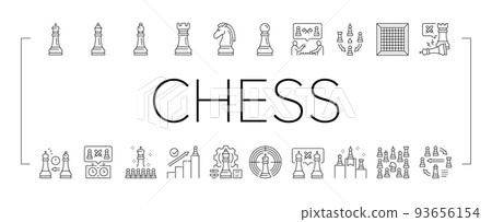 Chess Smart Strategy Game Figure Icons Set Vector 93656154