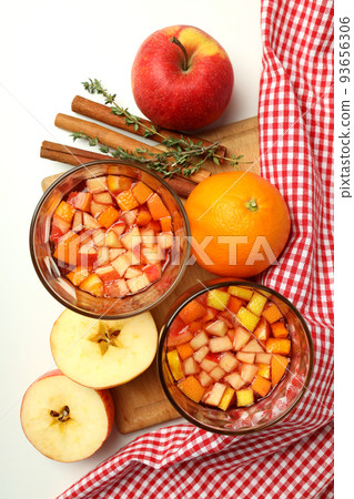 Concept of drink with Sangria, top view Concept of drink with Sangria, top view 93656306