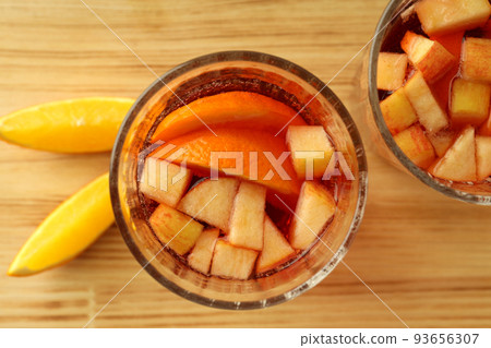 Concept of drink with Sangria, top view Concept of drink with Sangria, top view 93656307
