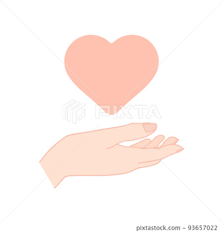 A line drawing illustration of a person who attaches one hand to the heart - Image material for love, compassion, and healthcare A line drawing illustration of a person who attaches one hand to the heart - Image material for love, compassion, and healthcare 93657022