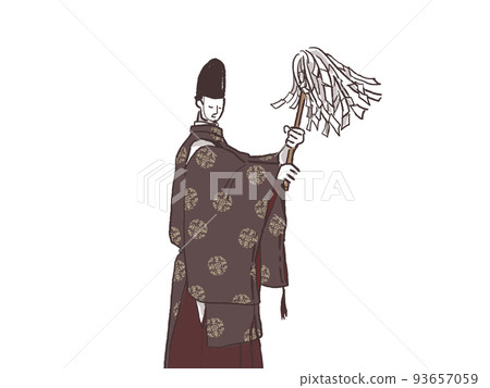 Cannabis (large hemp), Shinto priest waving big, chief priest 93657059
