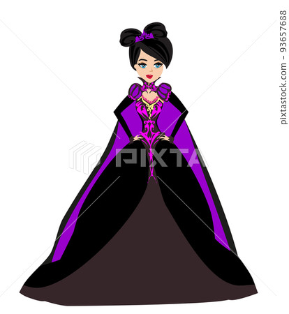 Beautiful sexy witch in black dress - illustration isolated from background 93657688