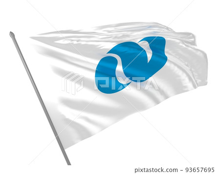 Proud flag of Nagasaki Prefecture of Japan fluttering in the wind. 3d illustration Proud flag of Nagasaki Prefecture of Japan fluttering in the wind. 3d illustration 93657695