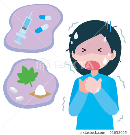 Illustration of a woman suffering from drug abuse 93658025