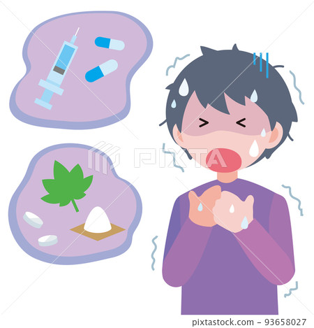Illustration of a man suffering from drug abuse Illustration of a man suffering from drug abuse 93658027