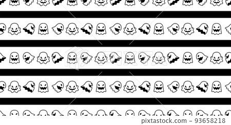 Ghost seamless pattern spooky Halloween vector striped scarf isolated tile background repeat wallpaper devil evil cartoon gift wrapping paper illustration doodle design 93658218