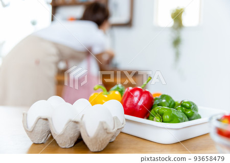 Parent and child washing hands in the kitchen Parent and child washing hands in the kitchen 93658479