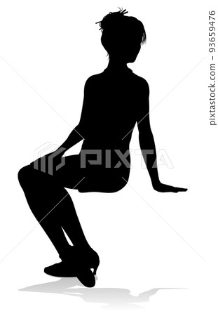 Woman Sitting Seated Silhouette Woman Sitting Seated Silhouette 93659476