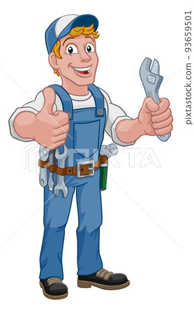 Mechanic Plumber Wrench Spanner Cartoon Handyman Mechanic Plumber Wrench Spanner Cartoon Handyman 93659501