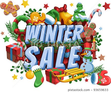 Winter Sale Christmas yuletide Themed Vector Design Logotype Winter Sale Christmas yuletide Themed Vector Design Logotype 93659633