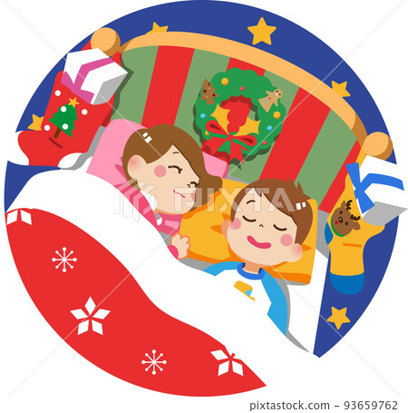 children sleeping at christmas 93659762