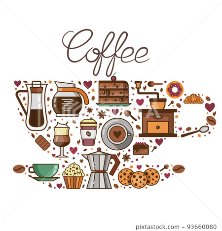 Coffee Icons Print 93660080