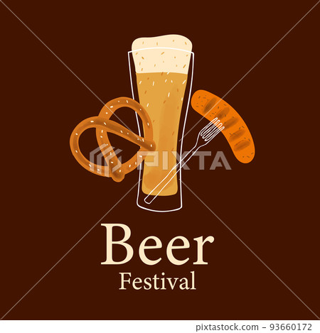 Stylized illustration mug of beer with traditional Stylized illustration mug of beer with traditional 93660172