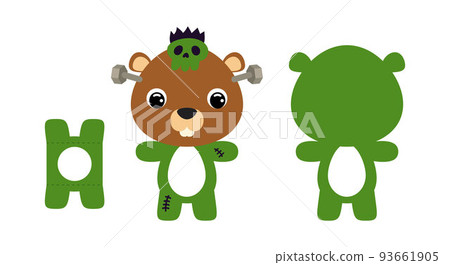 Cute die cut Halloween beaver chocolate egg holder template. Cartoon animal character in a monster costume. Retail paper box for the easter egg. Printable color scheme. Vector stock illustration Cute die cut Halloween beaver chocolate egg holder template. Cartoon animal character in a monster costume. Retail paper box for the easter egg. Printable color scheme. Vector stock illustration 93661905