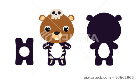Cute die cut Halloween beaver chocolate egg holder template. Cartoon animal character in a skeleton costume. Retail paper box for the easter egg. Printable color scheme. Vector stock illustration Cute die cut Halloween beaver chocolate egg holder template. Cartoon animal character in a skeleton costume. Retail paper box for the easter egg. Printable color scheme. Vector stock illustration 93661906