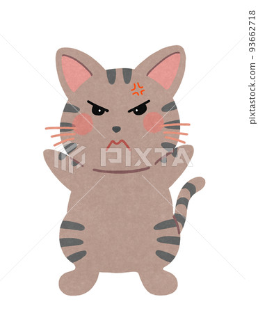 Illustration of an angry cat outline = partial solid line & color kijitora cat Illustration of an angry cat outline = partial solid line & color kijitora cat 93662718
