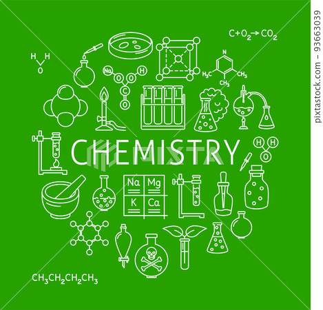 Chemistry round poster in line style 93663039