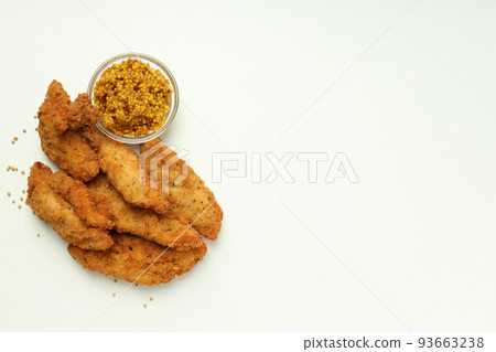 Concept of tasty food with Chicken strips, space for text Concept of tasty food with Chicken strips, space for text 93663238