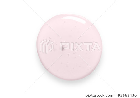 Pink drops of gel closeup. Cosmetic product for moisturizing the skin of the face or body. Isolated on a white background. Pink drops of gel closeup. Cosmetic product for moisturizing the skin of the face or body. Isolated on a white background. 93663430