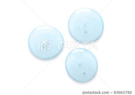 Blue drops of gel closeup. Cosmetic product for skin care. Isolated on white 93663780