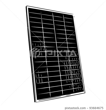 Drawing of a solar panel, illustration. Single solar panel. Photovoltaic energy Drawing of a solar panel, illustration. Single solar panel. Photovoltaic energy 93664675