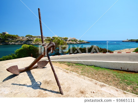 Big anchor in Porto Cristo, Majorca island, Spain Big anchor in Porto Cristo, Majorca island, Spain 93665111