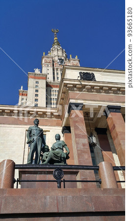 Moscow State University named after Mikhail Vasilyevich Lomonosov, close-up Moscow State University named after Mikhail Vasilyevich Lomonosov, close-up 93665180