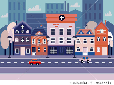 city building houses view skyline background real estate cute town concept horizontal banner flat vector illustration city building houses view skyline background real estate cute town concept horizontal banner flat vector illustration 93665513
