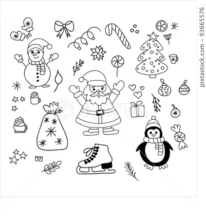 Set of cute Christmas doodles Set of cute Christmas doodles 93665576