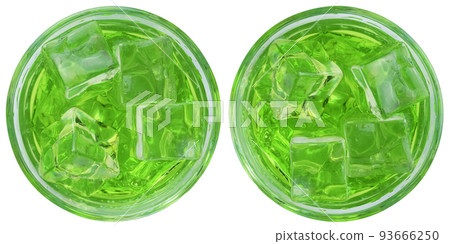 Green alcoholic cocktail with gin, vodka, ice Green alcoholic cocktail with gin, vodka, ice 93666250