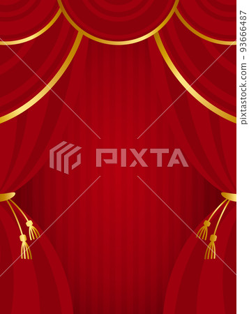 豪華窗簾背景垂直位置紅色和金色 豪華窗簾背景垂直位置紅色和金色 93666487