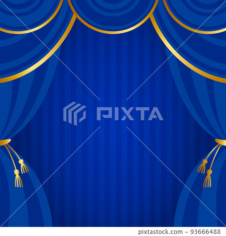 豪華窗簾背景方形藍色和金色 豪華窗簾背景方形藍色和金色 93666488