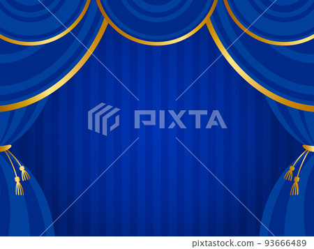 豪華窗簾背景水平位置藍色和金色 豪華窗簾背景水平位置藍色和金色 93666489