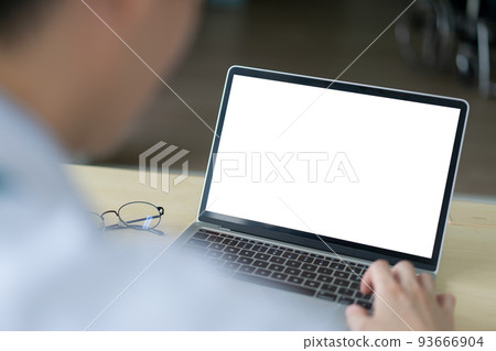 Mock up screen laptop on desk.  Workspace officer for freelance 93666904