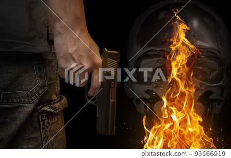 A picture of a creepy horror criminal in a black dress attacking 93666919