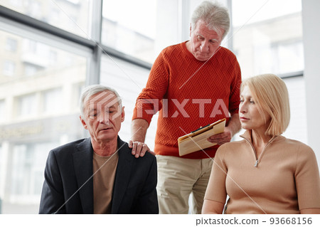 Senior people sitting at psychotherapy session Senior people sitting at psychotherapy session 93668156