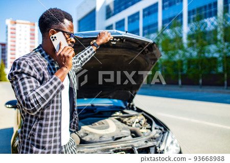 afro american calling for assistance to car service 93668988