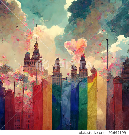 fantasy city with spires 93669199