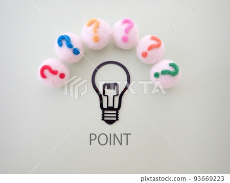 POINT point words and lots of question marks, light bulbs 93669223