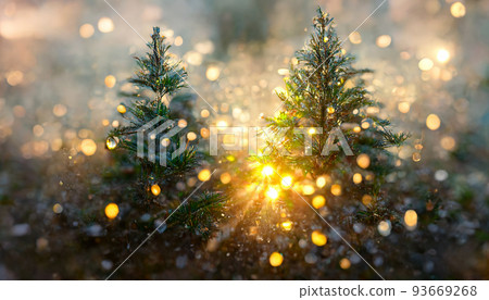 christmas fir tree with decorations 93669268